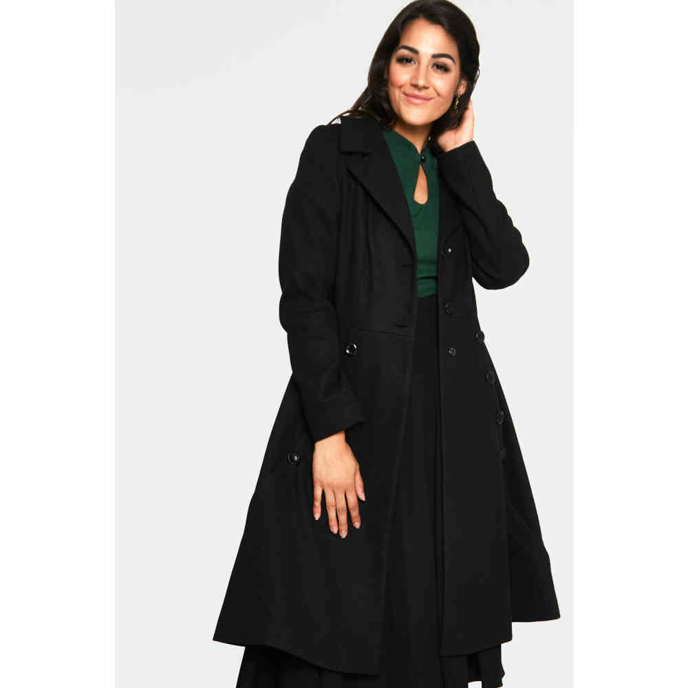 Voodoo Vixen - Nicole Black 40s Style Winterjas - Zwart